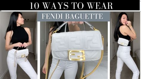 fendi mini baguette outfit|small fendi bag with strap.